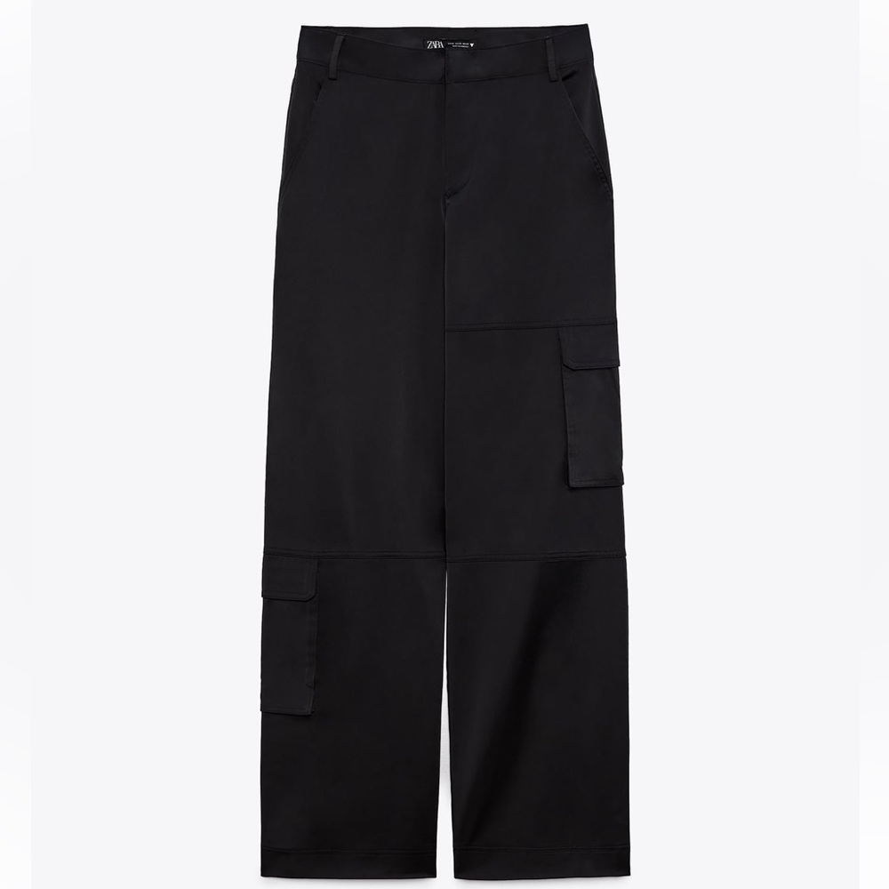 Zara Satin Multi Pocket Cargo Pants (M) NWT